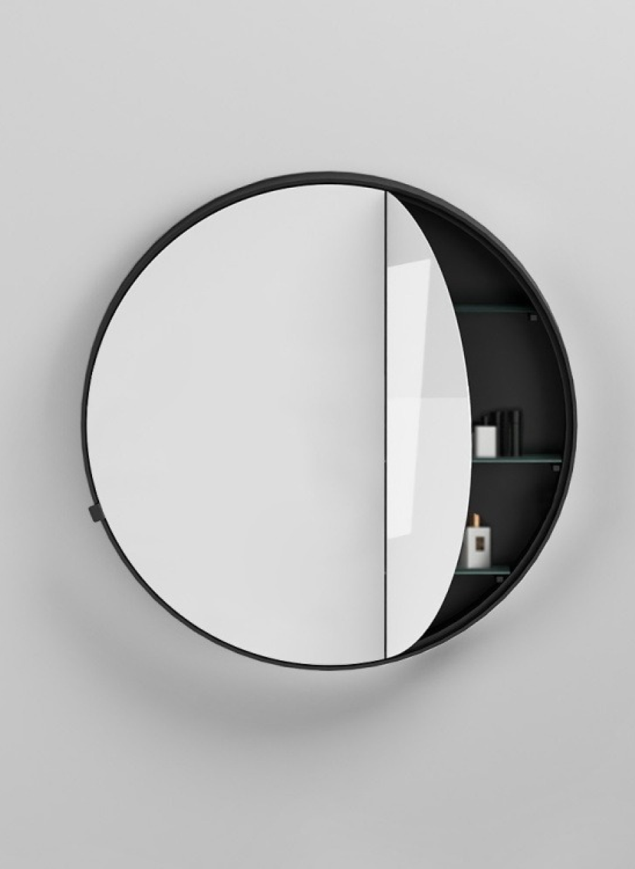 Espejo de baño de diseño italiano con almacenaje integrado y acabados premium