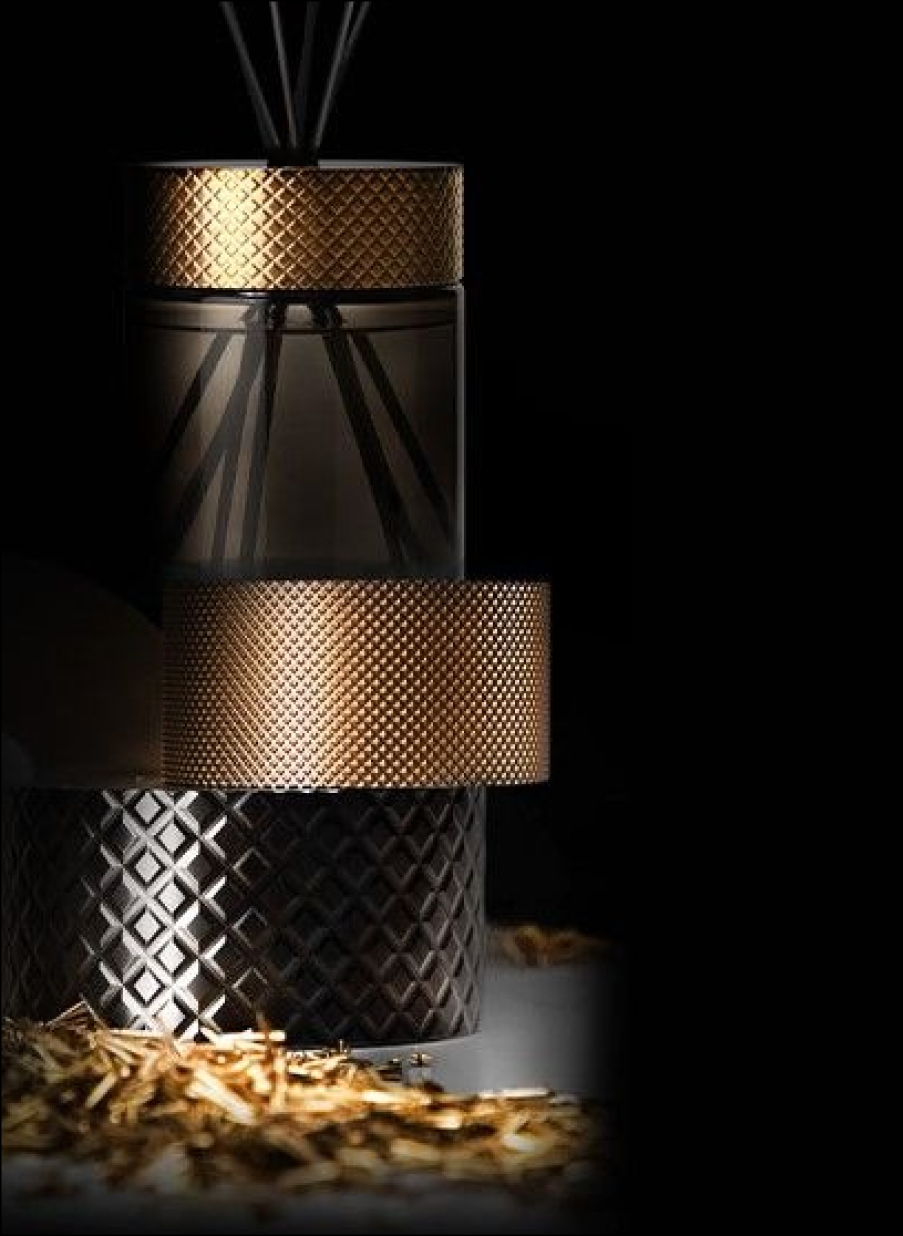 Accesorio decorativo de diseño italiano acabado metálico texturado dorado