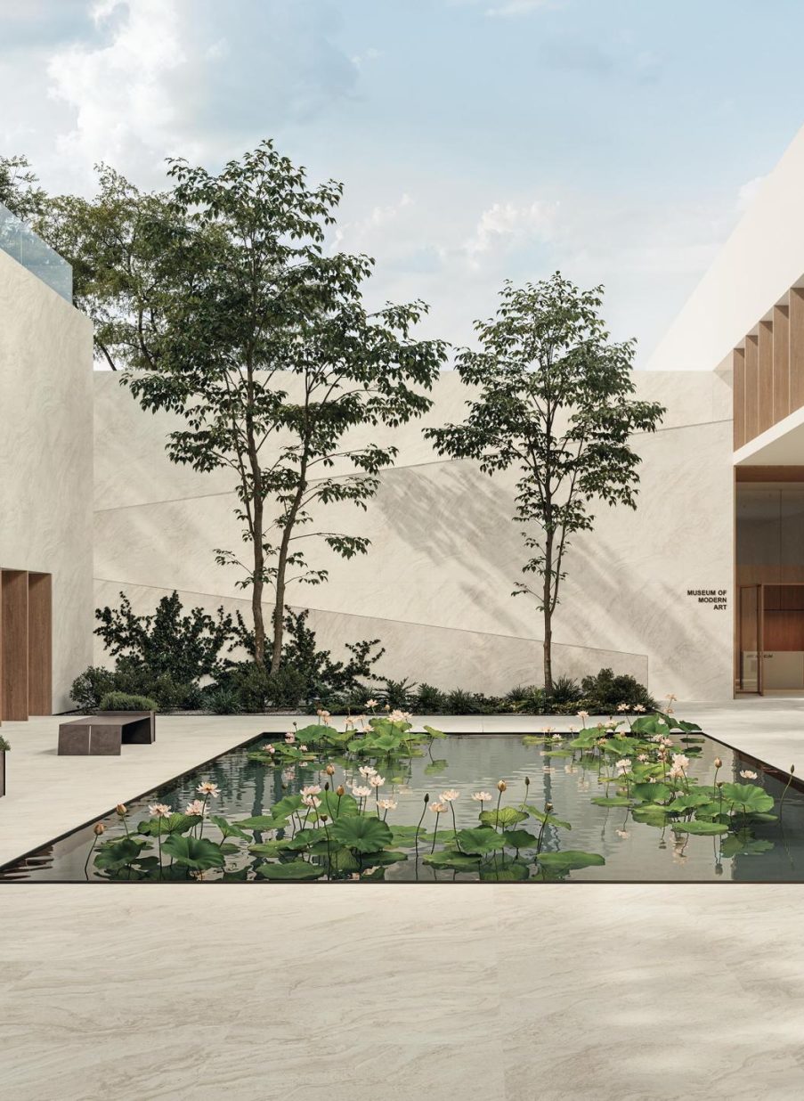 Revestimiento porcelánico imitación travertino para proyectos exclusivos