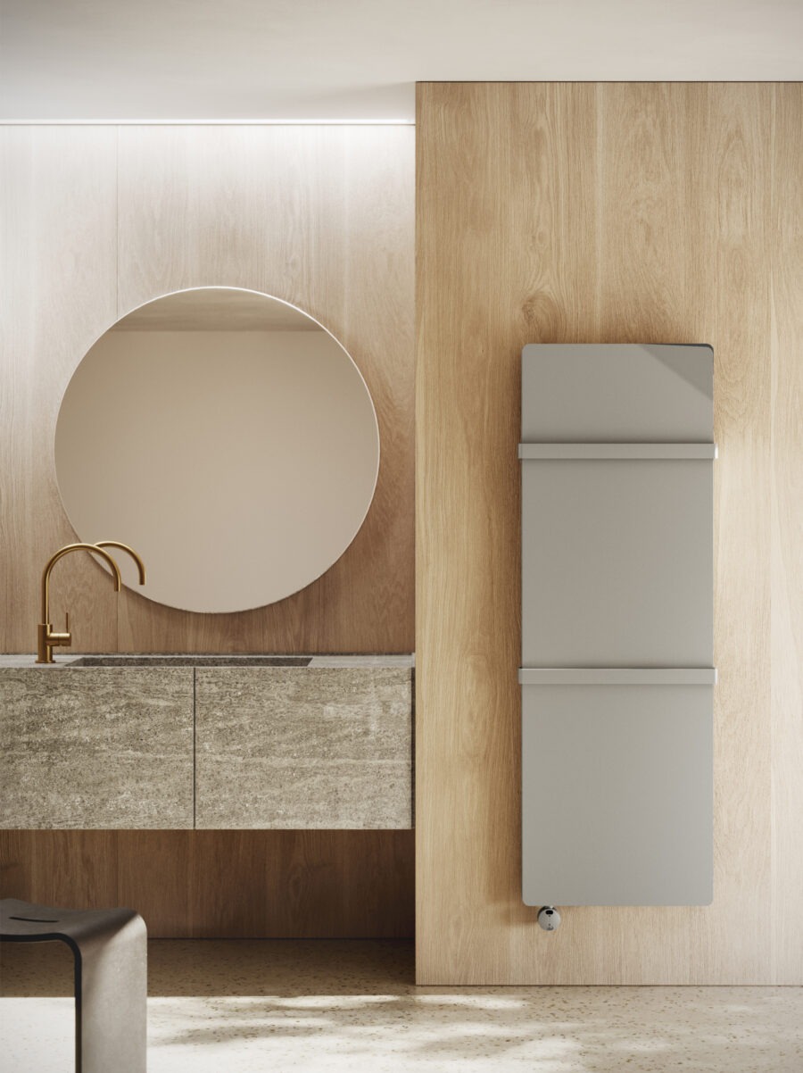 Radiador toallero de diseño italiano acabado gris mate para baño moderno