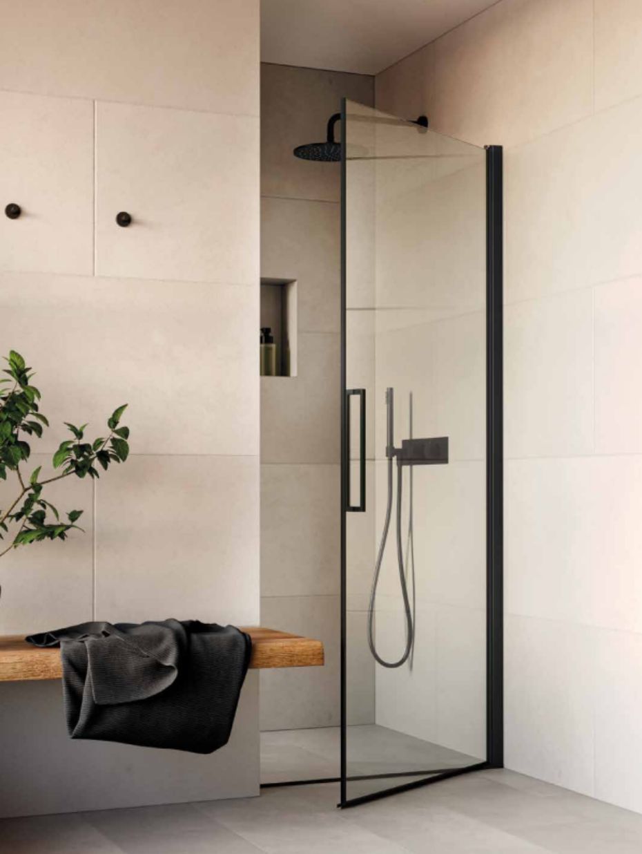 Mampara de ducha italiana de cristal templado a medida para baño de diseño